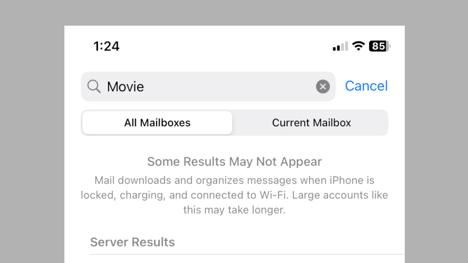 iOS 18邮件中可能不会出现一些结果